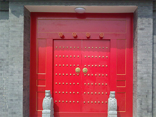 石台中国传统四合院系列朱红色中式木制大门木作